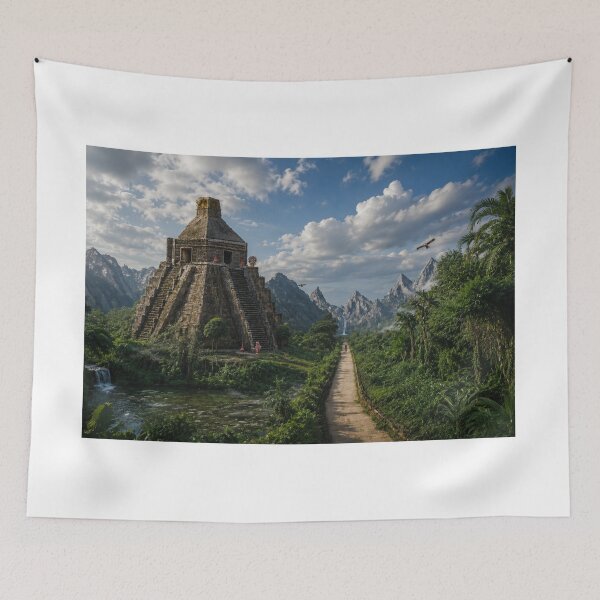 Item preview, Ancient Mayan temple in the jungle designed and sold by cloude-vigal.