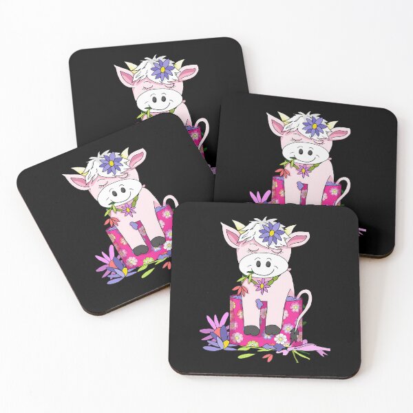 Item preview, Pink Calf Sitting Inside Flower Pot Holding Leaf In Mouth designed and sold by L-Cash.