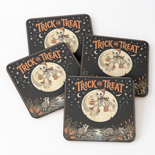 Item preview, Trick or Treat Skeleton Vintage Halloween Raccoons designed and sold by Zizo-DR44.