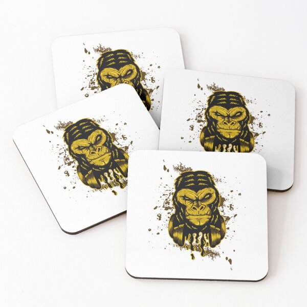 Item preview, Golden Gorilla Head Wearing Headphones Dripping designed and sold by L-Cash.