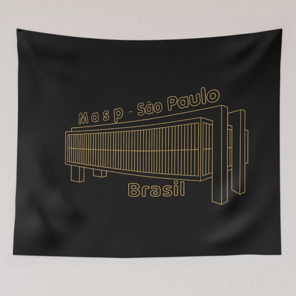Item preview, Masp Sao Paulo Brasil - Golden Line Art Modern Museum Landmark designed and sold by City Tour Collection.