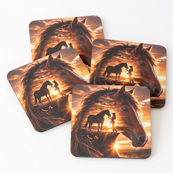 Item preview, Western Double Exposure Horse & Cowgirl Sunset designed and sold by INKRebelGraphic.
