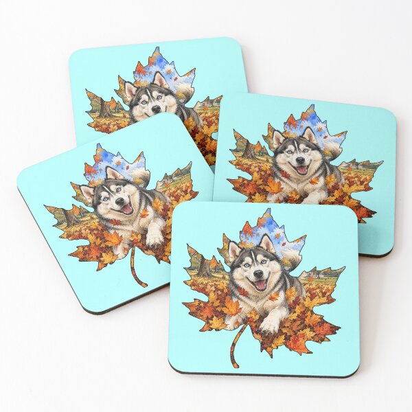 Item preview, Fall Siberian Husky Playing In Autumn Leaves designed and sold by Lion and Lamb Design.