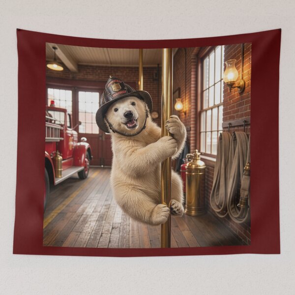 Item preview, Polar Bear Cub Plays at Fire Station designed and sold by Tridentulus.