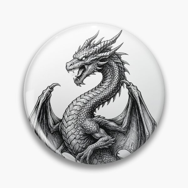 Item preview, Intricate Dragon Engraving | Black & White Fantasy Dragon Illustration designed and sold by DragonSerpent Ink.