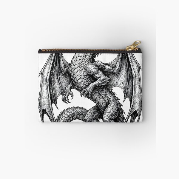 Item preview, Intricate Dragon Engraving | Black & White Fantasy Dragon Illustration designed and sold by DragonSerpent Ink.