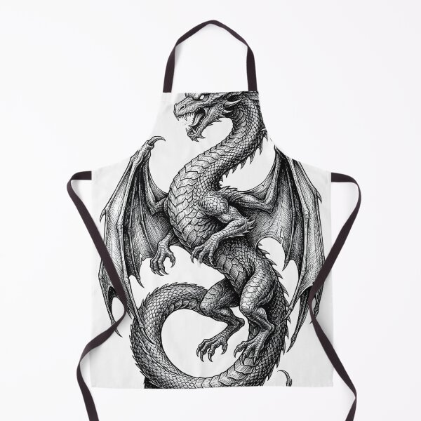 Item preview, Intricate Dragon Engraving | Black & White Fantasy Dragon Illustration designed and sold by DragonSerpent Ink.