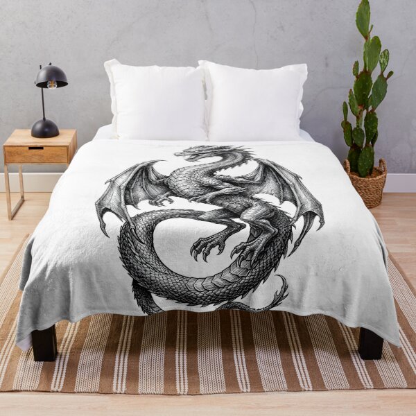 Item preview, Intricate Dragon Engraving | Black & White Fantasy Dragon Illustration designed and sold by DragonSerpent Ink.