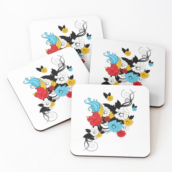 Item preview, Flying Songbird Above Multicolored Flower Blossoms designed and sold by Beni-s.