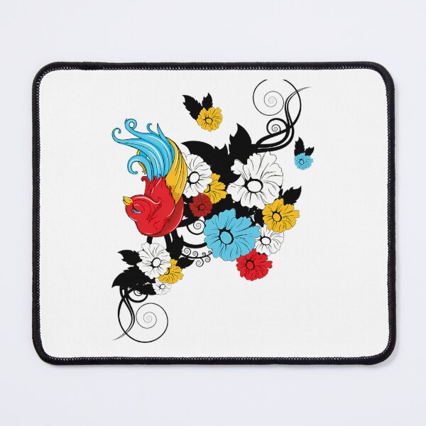 Item preview, Flying Songbird Above Multicolored Flower Blossoms designed and sold by Beni-s.