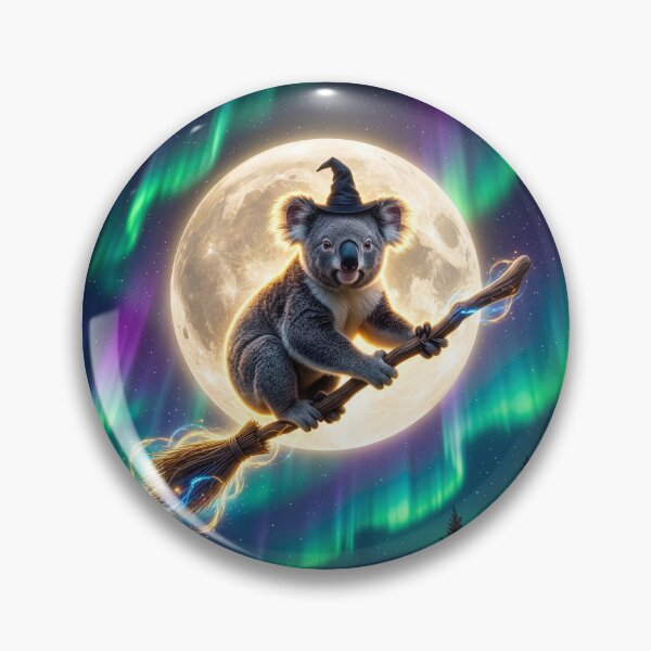 Item preview, Koala Witch Rides Her Broom Under Full Moon designed and sold by Tridentulus.