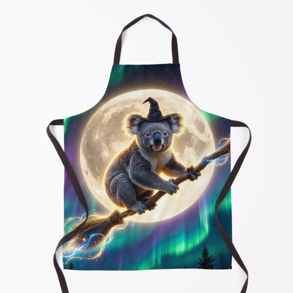 Item preview, Koala Witch Rides Her Broom Under Full Moon designed and sold by Tridentulus.
