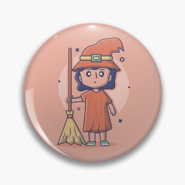 Item preview, Cute Witch Girl with Broom Halloween Magic designed and sold by werezu.