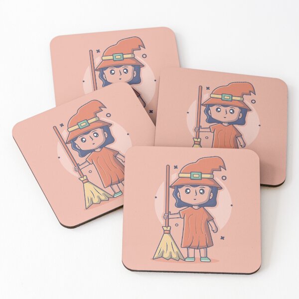 Item preview, Cute Witch Girl with Broom Halloween Magic designed and sold by werezu.