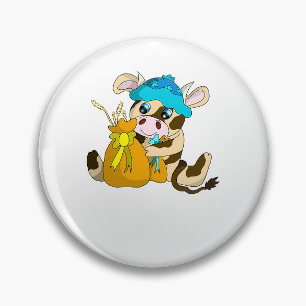 Item preview, Spotted Calf Wearing Blue Beanie Holding Sacks Of Wheat designed and sold by Beni-s.