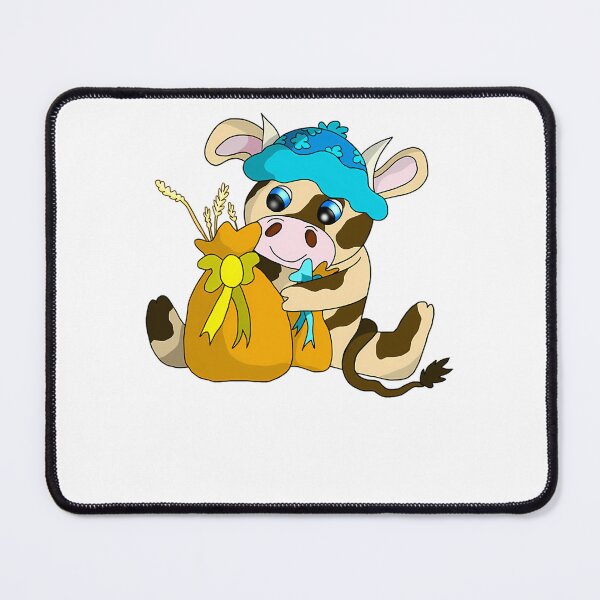 Item preview, Spotted Calf Wearing Blue Beanie Holding Sacks Of Wheat designed and sold by Beni-s.