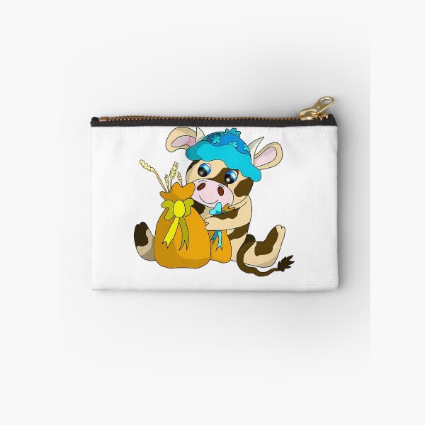 Item preview, Spotted Calf Wearing Blue Beanie Holding Sacks Of Wheat designed and sold by Beni-s.