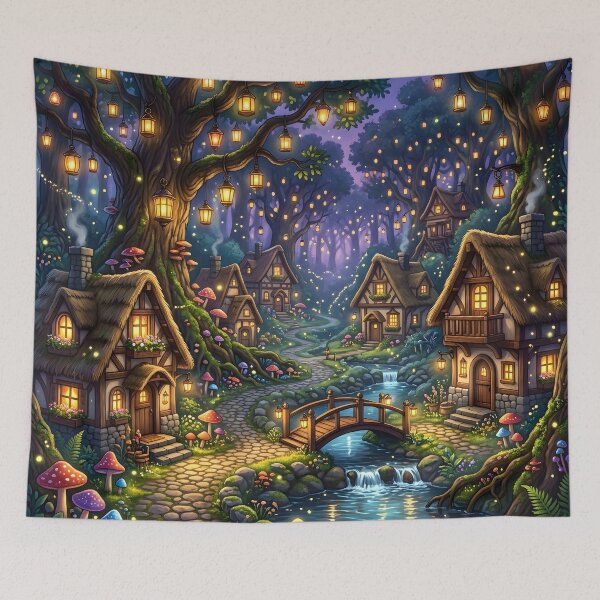Item preview, Enchanted Forest Village at Twilight designed and sold by Herodestroyer.