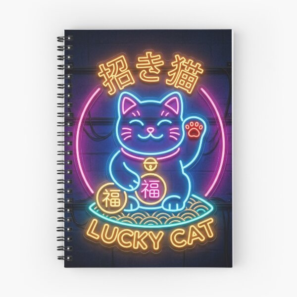 Item preview, Neon Lucky Cat – Japanese Street Maneki Neko designed and sold by MoqunaDesign.