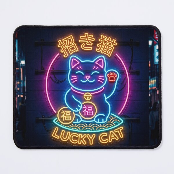 Item preview, Neon Lucky Cat – Japanese Street Maneki Neko designed and sold by MoqunaDesign.