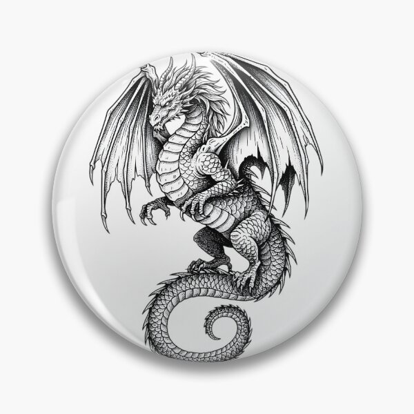 Item preview, Majestic Dragon Engraving | Hand Drawn Fantasy Dragon Illustration designed and sold by DragonSerpent Ink.
