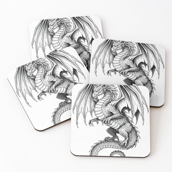 Item preview, Majestic Dragon Engraving | Hand Drawn Fantasy Dragon Illustration designed and sold by DragonSerpent Ink.