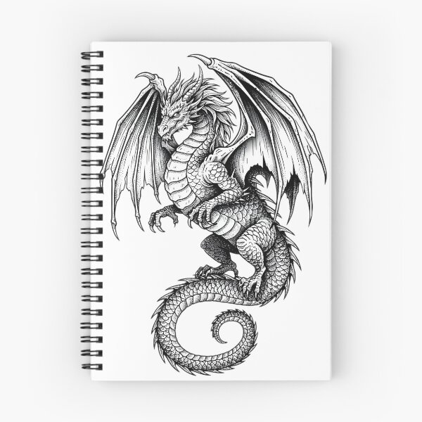 Item preview, Majestic Dragon Engraving | Hand Drawn Fantasy Dragon Illustration designed and sold by DragonSerpent Ink.
