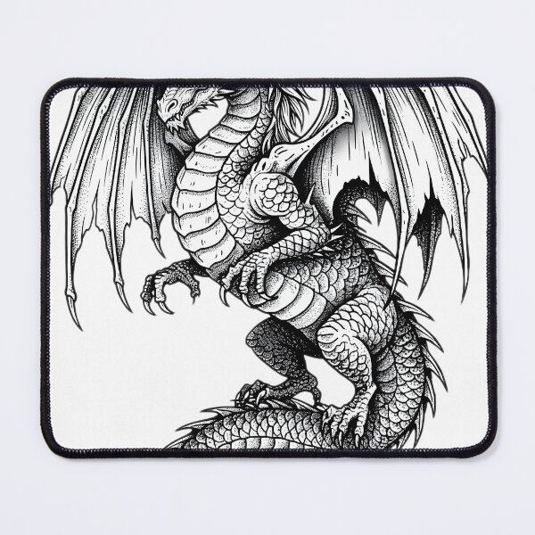 Item preview, Majestic Dragon Engraving | Hand Drawn Fantasy Dragon Illustration designed and sold by DragonSerpent Ink.