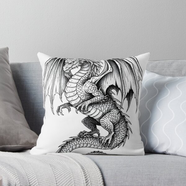Item preview, Majestic Dragon Engraving | Hand Drawn Fantasy Dragon Illustration designed and sold by DragonSerpent Ink.