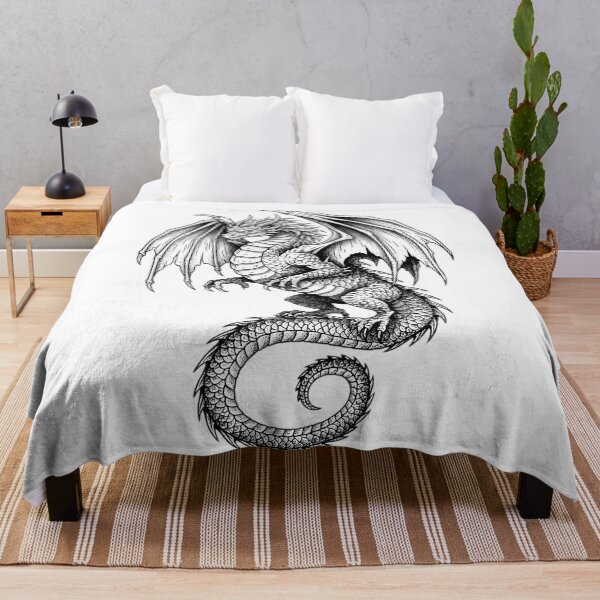 Item preview, Majestic Dragon Engraving | Hand Drawn Fantasy Dragon Illustration designed and sold by DragonSerpent Ink.