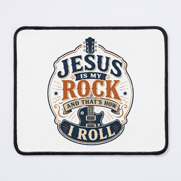Item preview, Christian Inspirational Quote, Jesus Is My Rock and That’s How I Roll Christian Guitar designed and sold by graphic-genie.