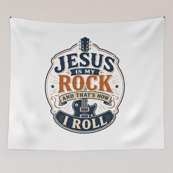 Item preview, Christian Inspirational Quote, Jesus Is My Rock and That’s How I Roll Christian Guitar designed and sold by graphic-genie.