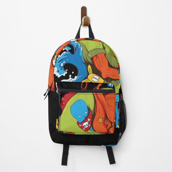 Item preview, Orange Creature Sitting On Blue Stool Surrounded By Ocean Waves designed and sold by Jiberale.