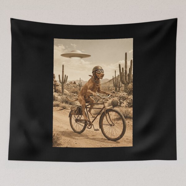 Item preview, Vizsla Riding Bike Wild West Western UFO Dog Lover designed and sold by dian-rody-crest.