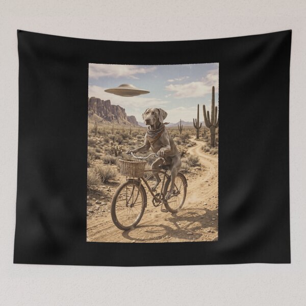 Item preview, Weimaraner Riding Bike Wild West Western UFO Dog Lover designed and sold by dian-rody-crest.