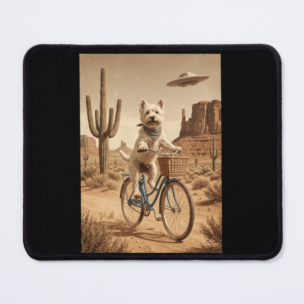 Item preview, West Highland White Terrier Riding Bike Wild West Western UFO Dog Lover designed and sold by dian-rody-crest.