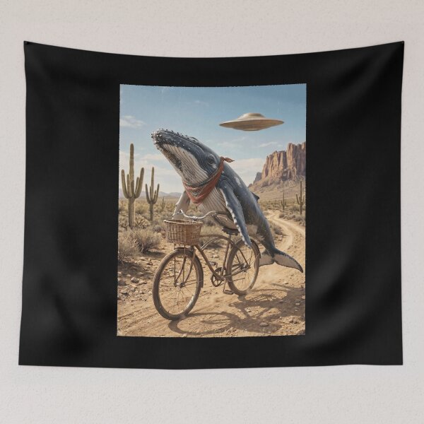 Item preview, Whale Riding Bike Wild West Western UFO Animal Lover designed and sold by dian-rody-crest.