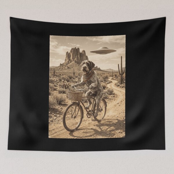 Item preview, Wirehaired Pointing Griffon Riding Bike Wild West Western UFO Dog Lover designed and sold by dian-rody-crest.