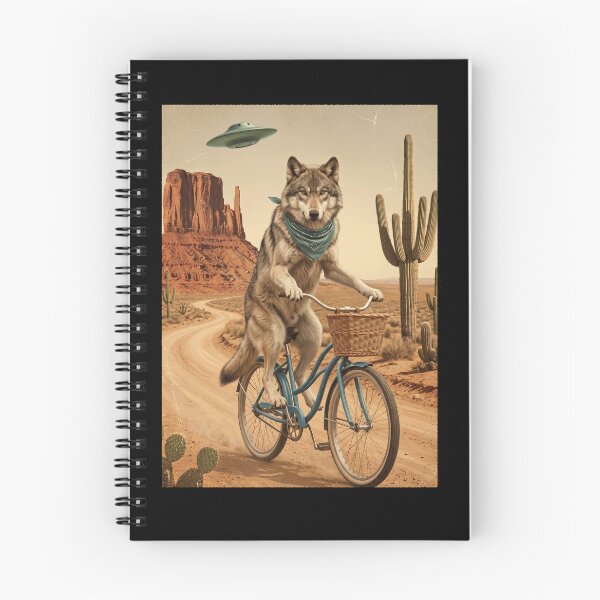 Item preview, Wolf Riding Bike Wild West Western UFO Animal Lover designed and sold by dian-rody-crest.
