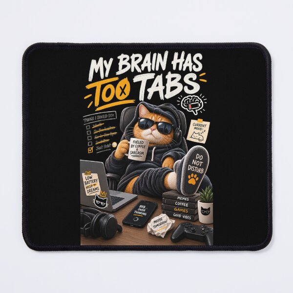 Item preview, My Brain Has 100 Tabs Funny Cat designed and sold by KerOo1.
