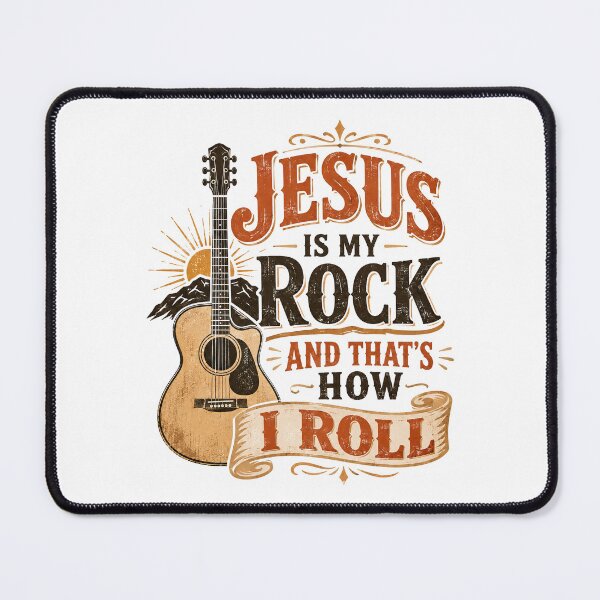 Item preview, Christian Inspirational Quote, Jesus Is My Rock and That’s How I Roll Christian Guitar designed and sold by graphic-genie.