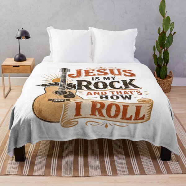 Item preview, Christian Inspirational Quote, Jesus Is My Rock and That’s How I Roll Christian Guitar designed and sold by graphic-genie.
