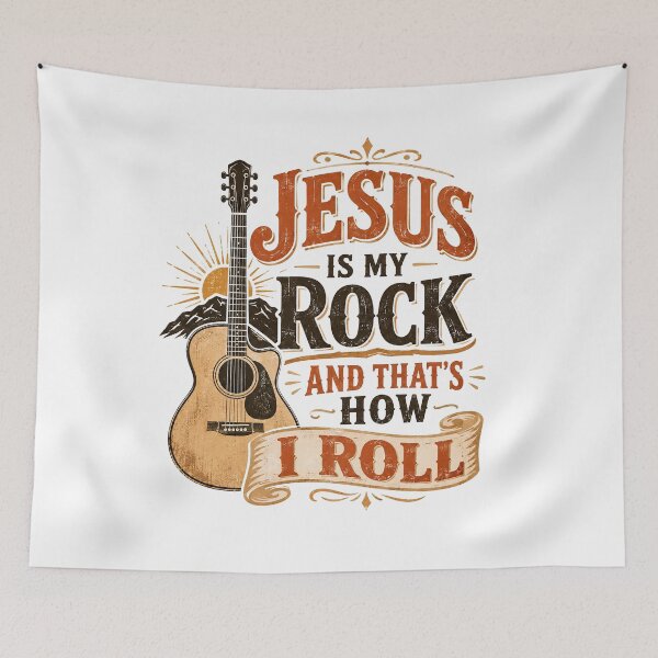 Item preview, Christian Inspirational Quote, Jesus Is My Rock and That’s How I Roll Christian Guitar designed and sold by graphic-genie.
