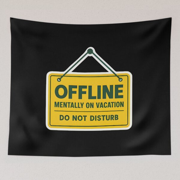 Item preview, Offline Mentally On Vacation Do Not Disturb Yellow Door Sign Sticker designed and sold by FestivityFinds.