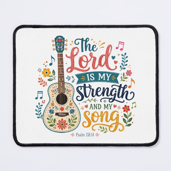 Item preview, Christian Inspirational Quote, The Lord Is My Strength and My Song Christian Guitar designed and sold by graphic-genie.