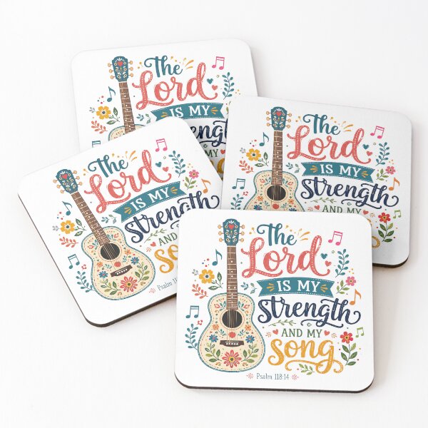 Item preview, Christian Inspirational Quote, The Lord Is My Strength and My Song Christian Guitar designed and sold by graphic-genie.