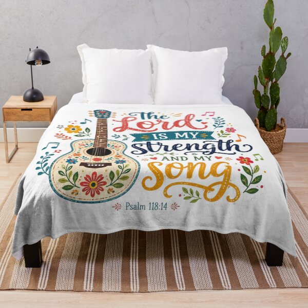 Item preview, Christian Inspirational Quote, The Lord Is My Strength and My Song Christian Guitar designed and sold by graphic-genie.
