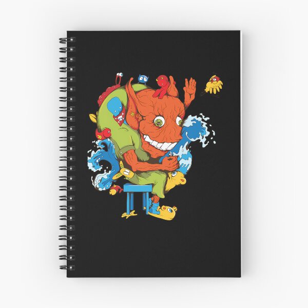 Item preview, Orange Monster Sitting On Blue Stool Among Ocean Waves designed and sold by KingdomTwelve.