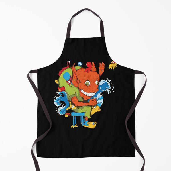 Item preview, Orange Monster Sitting On Blue Stool Among Ocean Waves designed and sold by KingdomTwelve.