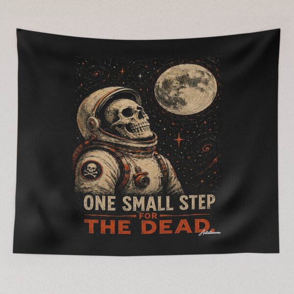 Item preview, Skeleton Astronaut Smiling Moon Space Halloween Flat Design Art designed and sold by Artisticanvas.
